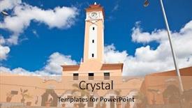  Presentation with africa silhouete - PPT theme featuring africa market in santa cruz background and a coral colored foreground