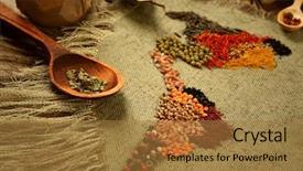  Presentation with spices - Cool new PPT layouts with africa resources - spices on sackcloth background backdrop and a gold colored foreground