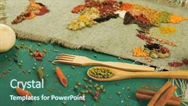  Presentation with spices - Colorful PPT theme enhanced with africa resources - spices on sackcloth background backdrop and a ocean colored foreground