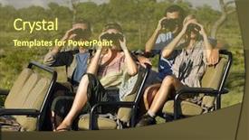  Presentation with africa - Beautiful PPT layouts featuring africa safari - group of tourists sitting backdrop and a tawny brown colored foreground