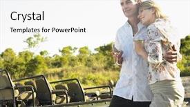  Presentation with jeep - Theme having africa safari - loving couple holding wineglasses background and a white colored foreground