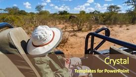  Presentation with safari south africa - Amazing PPT theme having africa safari on morning game backdrop and a tawny brown colored foreground