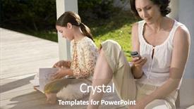  Presentation with cell phone towers - Beautiful PPT theme featuring africa women - woman using cell phone backdrop and a  colored foreground