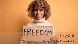  Presentation with liberty - Presentation design consisting of african-american-activist-woman-asking background and a coral colored foreground