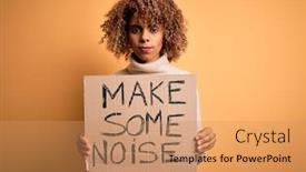  Presentation with american revolution - Amazing PPT theme having african-american-activist-woman-asking backdrop and a coral colored foreground