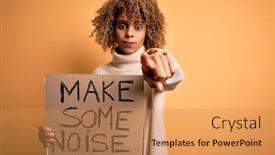  Presentation with american revolution - Colorful presentation theme enhanced with african-american-activist-woman-asking backdrop and a coral colored foreground