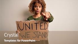  Presentation with unity - Beautiful PPT layouts featuring african-american-activist-woman-asking backdrop and a coral colored foreground