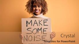  Presentation with american revolution - PPT layouts enhanced with african-american-activist-woman-asking background and a coral colored foreground