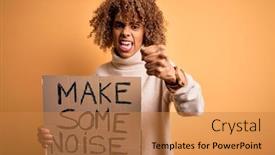  Presentation with american revolution - Beautiful presentation theme featuring african-american-activist-woman-asking backdrop and a coral colored foreground