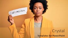  Presentation with capitalism - PPT layouts enhanced with african-american-afro-businesswoman background and a yellow colored foreground