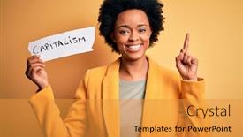  Presentation with capitalism - Audience pleasing presentation consisting of african-american-afro-businesswoman backdrop and a gold colored foreground