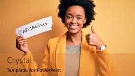  Presentation with capitalism - Audience pleasing slide deck consisting of african-american-afro-businesswoman backdrop and a gold colored foreground