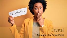  Presentation with capitalism - Slides enhanced with african-american-afro-businesswoman background and a gold colored foreground