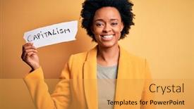  Presentation with capitalism - Amazing slide set having african-american-afro-businesswoman backdrop and a yellow colored foreground