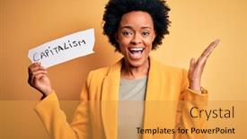  Presentation with capitalism - Cool new presentation theme with african-american-afro-businesswoman backdrop and a gold colored foreground