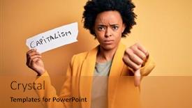  Presentation with capitalism - Amazing slides having african-american-afro-businesswoman backdrop and a gold colored foreground