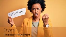  Presentation with capitalism - Amazing presentation having african-american-afro-businesswoman backdrop and a gold colored foreground