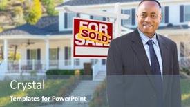  Presentation with custom - Slide deck having african-american-agent-in-front background and a seafoam green colored foreground