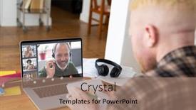  Presentation with african american business - Presentation theme with african-american-albino-man-making background and a coral colored foreground