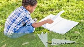  Presentation with fold - Beautiful slides featuring african-american-and-mexican-boy backdrop and a seafoam green colored foreground