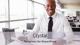  Presentation with african american - Beautiful theme featuring african american architect at work backdrop and a light gray colored foreground