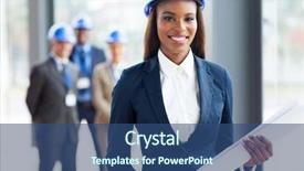  Presentation with architect - Presentation theme consisting of african american architect holding blue background and a ocean colored foreground