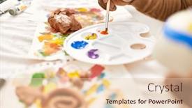  Presentation with art - PPT theme consisting of african-american-artist-man-mixing background and a  colored foreground