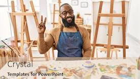  Presentation with art - Slides featuring african-american-artist-man background and a lemonade colored foreground
