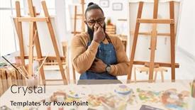  Presentation with bad breath - Presentation theme enhanced with african-american-artist-man background and a  colored foreground