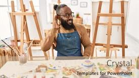  Presentation with art - Presentation theme consisting of african-american-artist-man background and a lemonade colored foreground