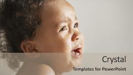  Presentation with african american baby - PPT theme with african american baby crying background and a coral colored foreground