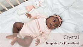  Presentation with african american baby - Presentation design enhanced with african-american-baby-lying background and a soft green colored foreground