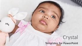 Presentation with african american baby - Slide set enhanced with african-american-baby-lying background and a sky blue colored foreground