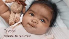  Presentation with african american baby - Presentation design having african-american-baby-lying background and a coral colored foreground