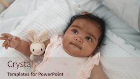  Presentation with african american baby - PPT theme with african-american-baby-lying background and a coral colored foreground
