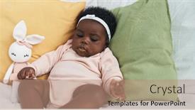  Presentation with african american baby - Slide deck consisting of african-american-baby-sitting background and a coral colored foreground