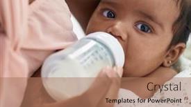  Presentation with baby bottle - Presentation design consisting of african-american-baby-sucking-feeding background and a coral colored foreground