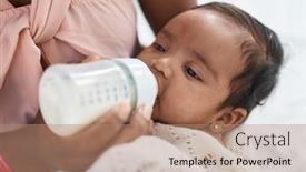  Presentation with baby bottle - Theme enhanced with african-american-baby-sucking-feeding background and a coral colored foreground