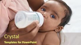  Presentation with baby bottle - Presentation having african-american-baby-sucking-feeding background and a tawny brown colored foreground