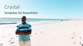  Presentation with retirement - Slides consisting of african-american-bald-senior-man background and a cool aqua colored foreground