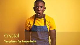  Presentation with bartender - PPT theme featuring african american bartender man wearing background and a tawny brown colored foreground