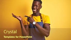  Presentation with bartender - Presentation consisting of african-american-bartender-man-wearing background and a tawny brown colored foreground