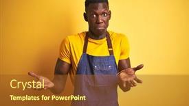  Presentation with bartender - Amazing PPT theme having african-american-bartender-man-wearing backdrop and a tawny brown colored foreground