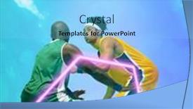  Presentation with basketball blue - Slides consisting of african-american-basketball-male-players background and a light blue colored foreground