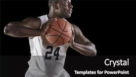  Presentation with basketball - Presentation design consisting of african american basketball player playing background and a black colored foreground