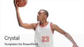  Presentation with basketball - Colorful presentation design enhanced with african american basketball player putting backdrop and a white colored foreground