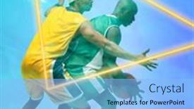  Presentation with basketball blue - Theme featuring african-american-basketball-players-dribbling background and a light blue colored foreground