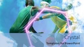  Presentation with basketball blue - Slide set with african-american-basketball-players-dribbling background and a light blue colored foreground