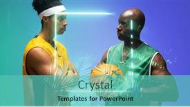  Presentation with basketball blue - Presentation featuring african-american-basketball-players-looking background and a seafoam green colored foreground