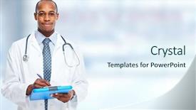  Presentation with doctor african - Beautiful slides featuring african-american black doctor man backdrop and a sky blue colored foreground